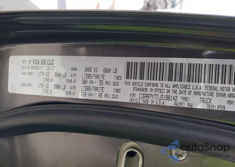 2018 Ram 1500 Rebel 4X4 5'7 Box from USA, damaged, VIN 1C6RR7YT7JS198142